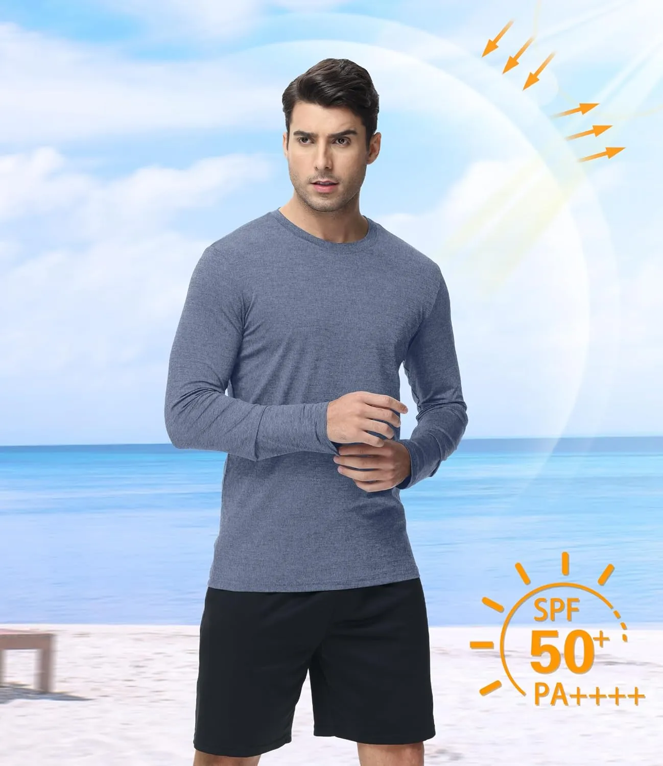 6 Pack Men's Long Sleeves Dry Fit Shirts, UPF 50  Rash Guard Swim SPF Fishing UV Sun Protection Shirts