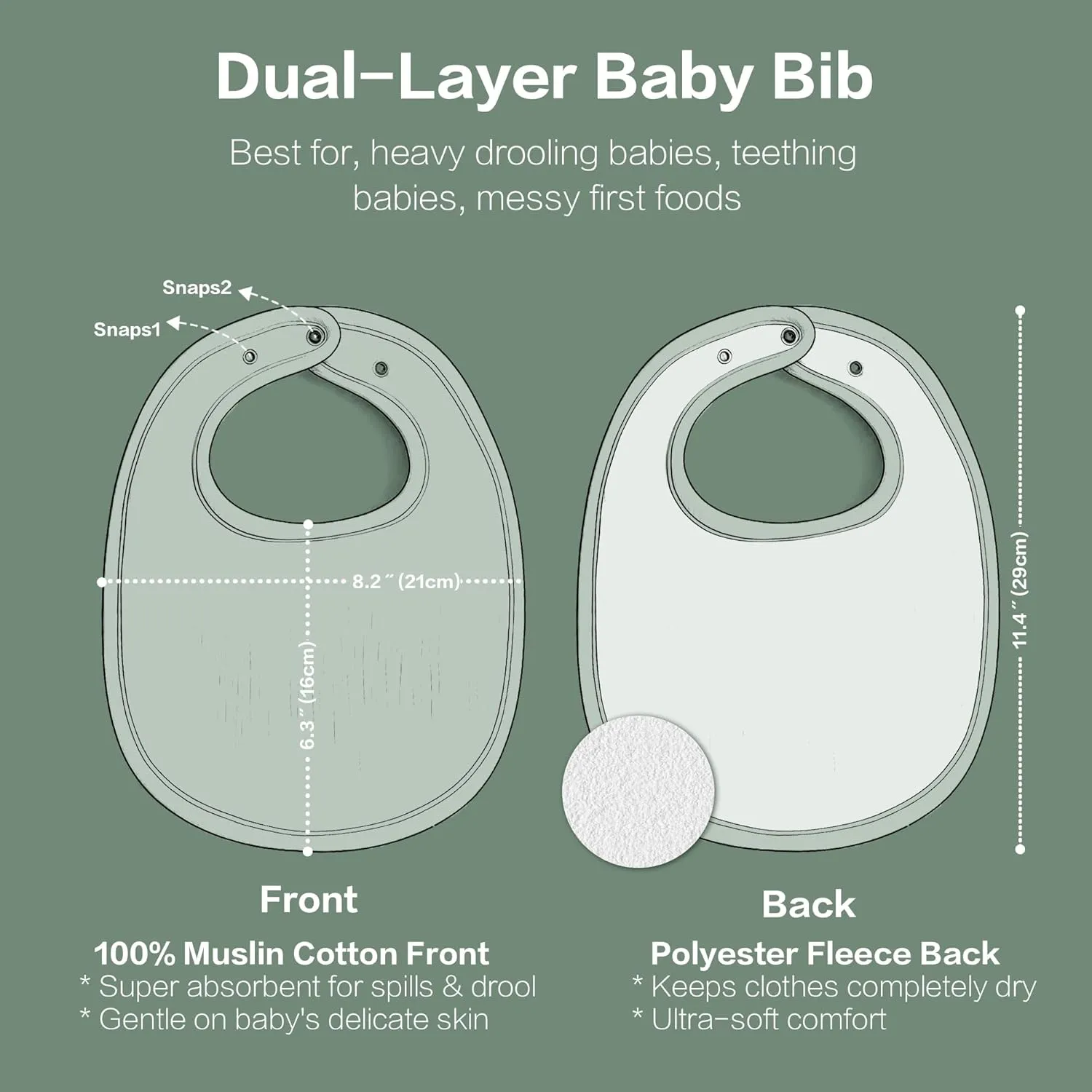 8 Pack Muslin Baby Bibs for Boys Girls, Soft Cotton Baby Bibs for Drooling and Teething