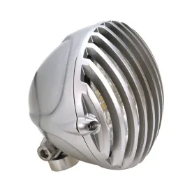 Attitude Inc Headlight 5.0'' Aluminium, Silver/Silver, Vintage Antique Style Chopper Bobber , Each