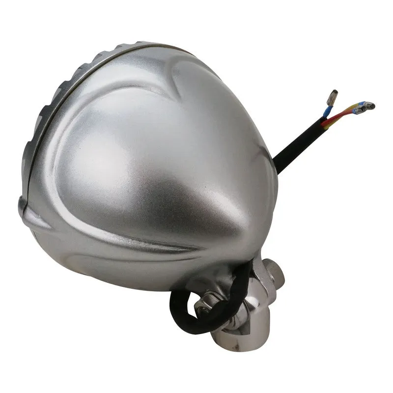 Attitude Inc Headlight 5.0'' Aluminium, Silver/Silver, Vintage Antique Style Chopper Bobber , Each