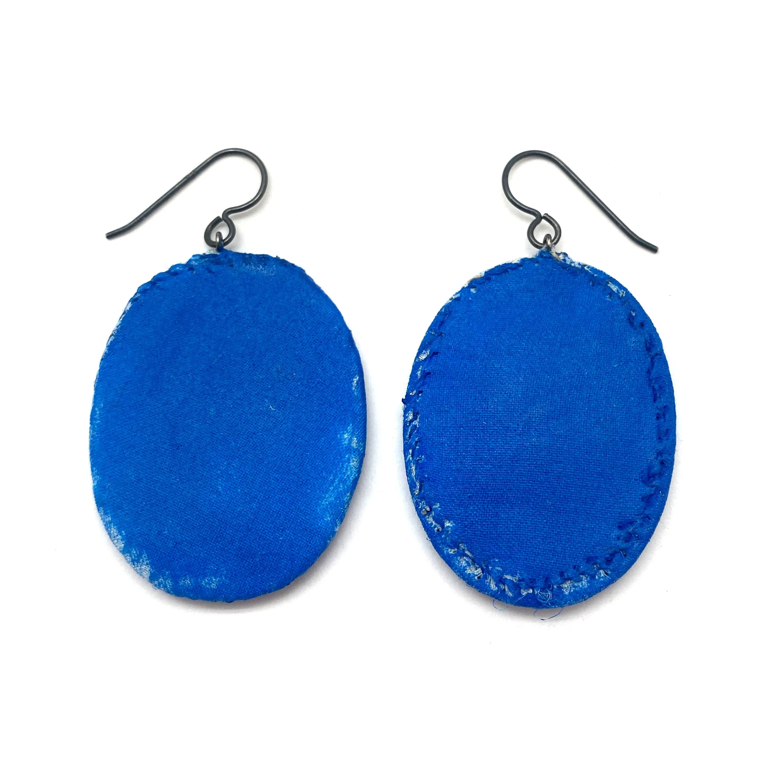 Cobalt Blue Oval Earrings
