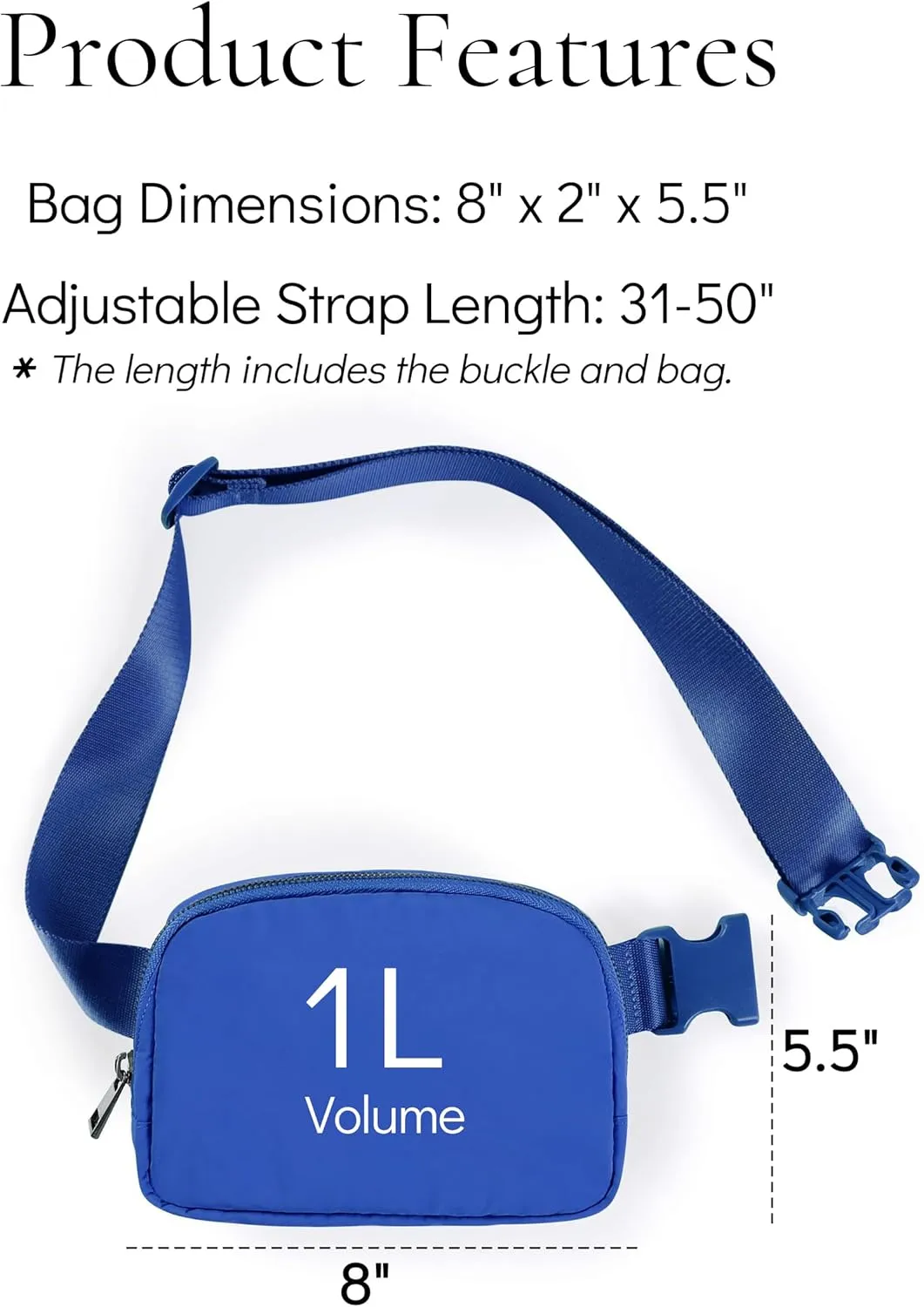 Fanny Pack Cross Body Bag Small Crossbody Bags for Women Men Trendy Nylon Waterproof Mini Purse Travel Running Belt Bag Lulu Dupes Bum Hip Chest Waist Pack Side Bag Must Have Blue
