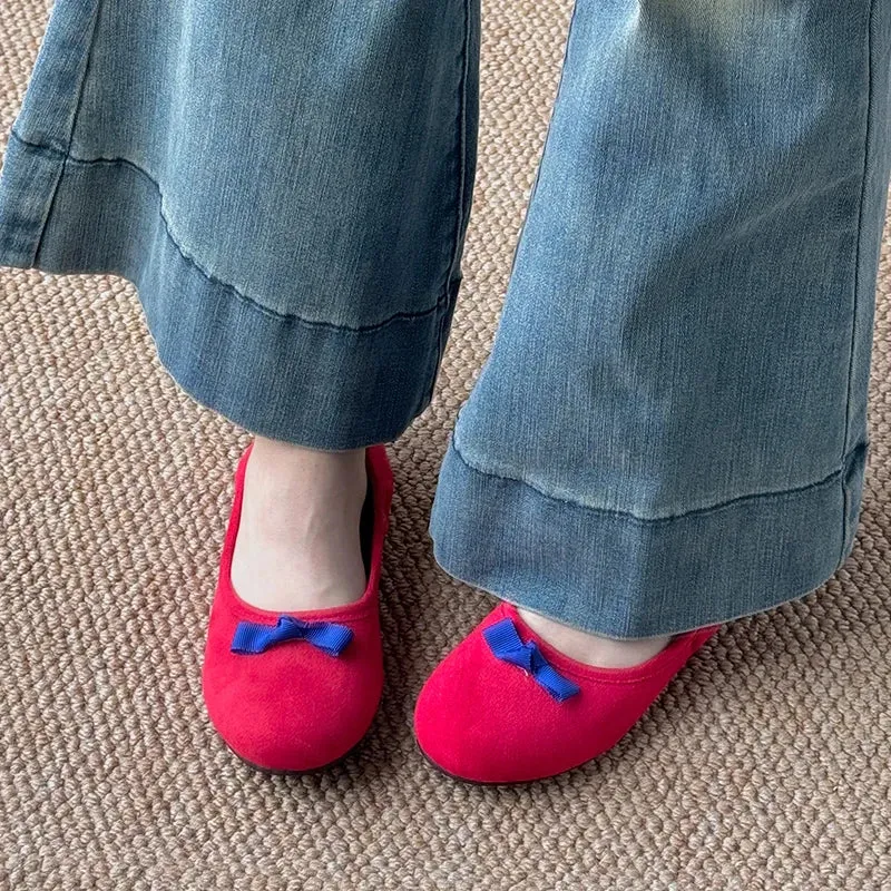 Hnzxzm Designer Slip On Women Ballet Flat Shoes Fashion Shallow Butterfly-knot Ladies Comfort Soft Sole Mary Jane Shoes