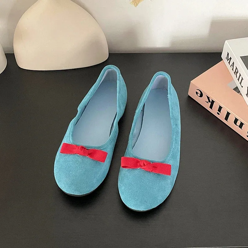 Hnzxzm Designer Slip On Women Ballet Flat Shoes Fashion Shallow Butterfly-knot Ladies Comfort Soft Sole Mary Jane Shoes