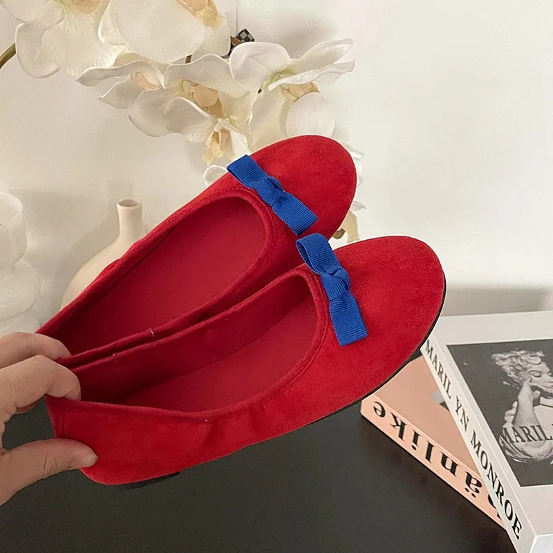Hnzxzm Designer Slip On Women Ballet Flat Shoes Fashion Shallow Butterfly-knot Ladies Comfort Soft Sole Mary Jane Shoes