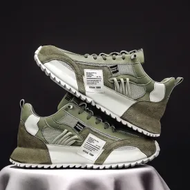 Hnzxzm Four Seasons Green Men's Fashion Sneakers Mesh Breathable Casual Sneakers Man Comfortable Low-Cut Platform Shoes For Men Trainer