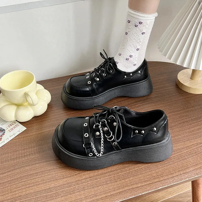Hnzxzm Plus Size 42 Lolita Shoes Women Japanese Chunky Platform Cosplay Costume Student Mary Jane Black Shoe