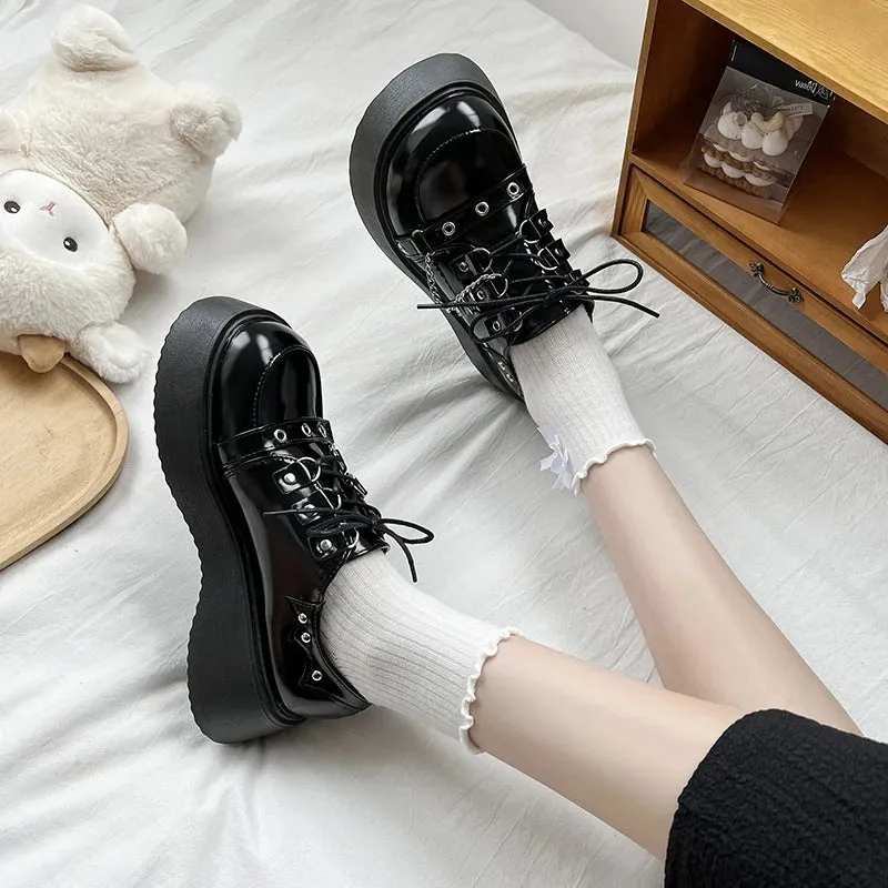 Hnzxzm Plus Size 42 Lolita Shoes Women Japanese Chunky Platform Cosplay Costume Student Mary Jane Black Shoe