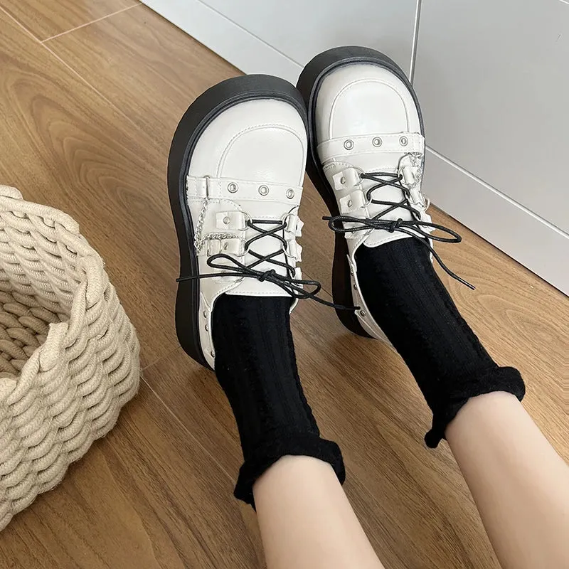 Hnzxzm Plus Size 42 Lolita Shoes Women Japanese Chunky Platform Cosplay Costume Student Mary Jane Black Shoe
