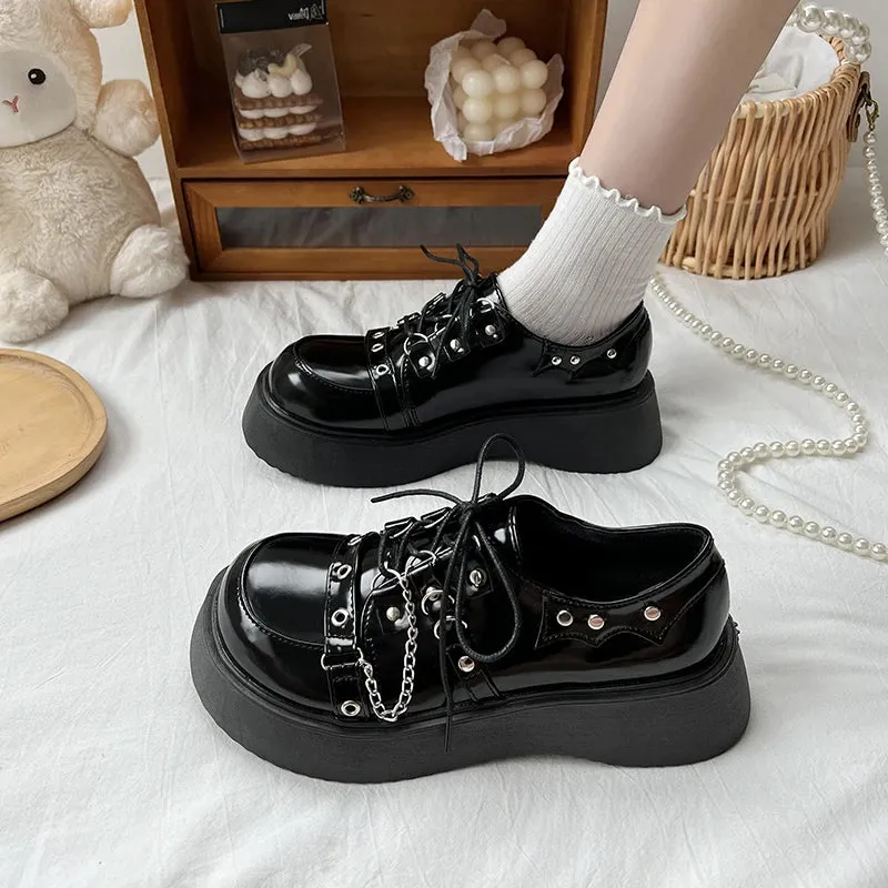 Hnzxzm Plus Size 42 Lolita Shoes Women Japanese Chunky Platform Cosplay Costume Student Mary Jane Black Shoe