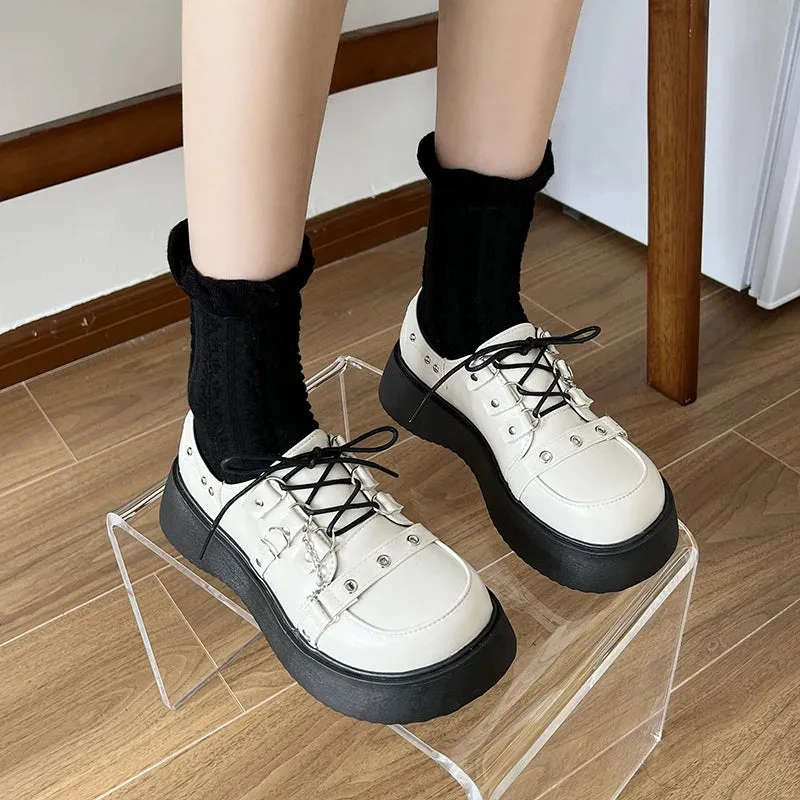 Hnzxzm Plus Size 42 Lolita Shoes Women Japanese Chunky Platform Cosplay Costume Student Mary Jane Black Shoe