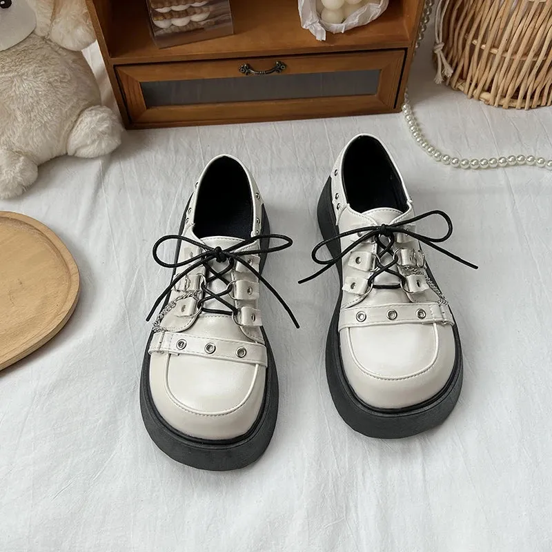Hnzxzm Plus Size 42 Lolita Shoes Women Japanese Chunky Platform Cosplay Costume Student Mary Jane Black Shoe
