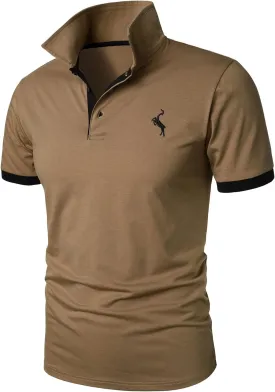 HOOD CREW Men??s Classic Polo Shirt Short Sleeve Shirts Lightweight Casual Tops