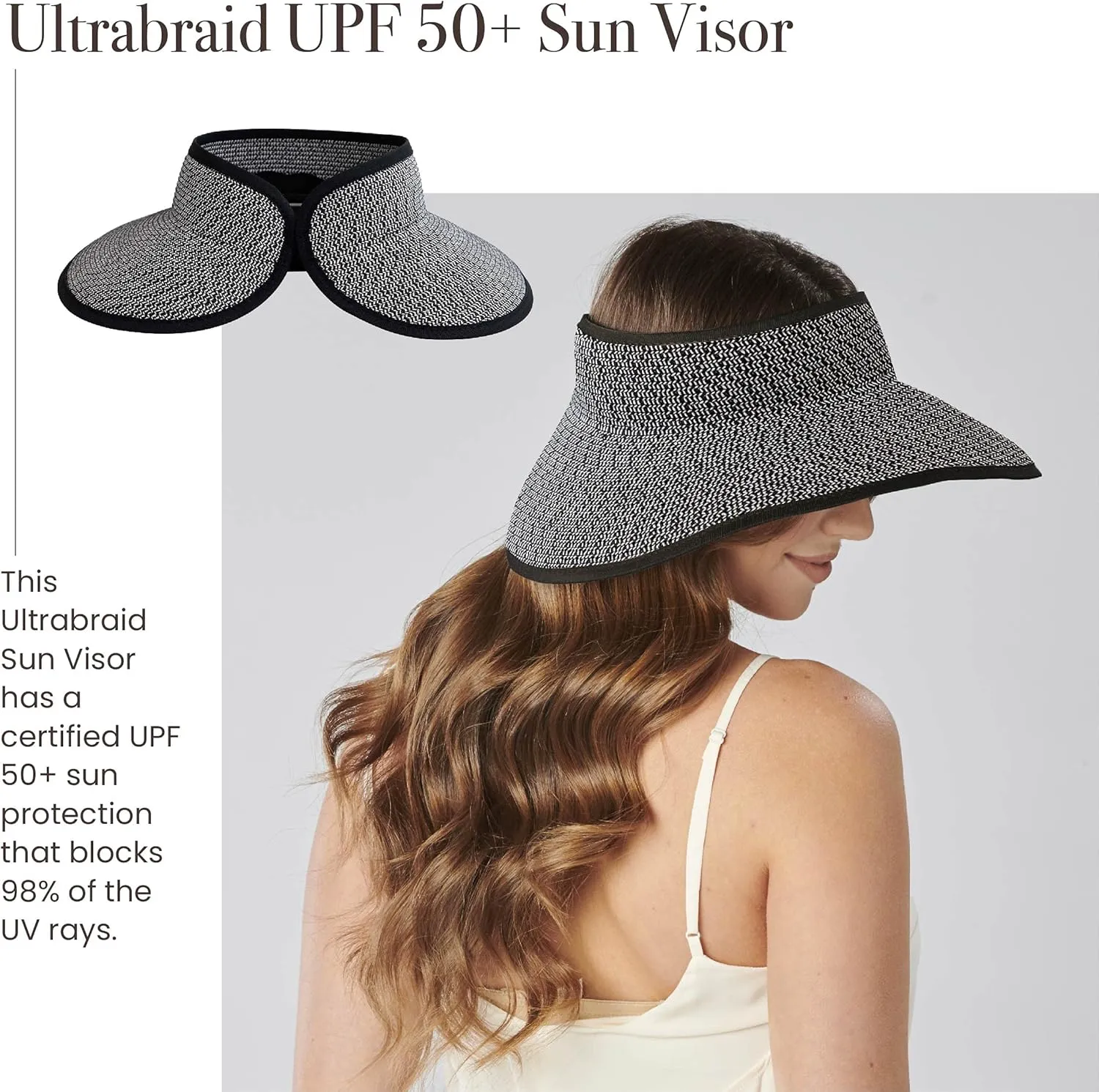 San Diego Hat Co. Women's One Size Ultrabraid Visor with Ribbon Binding, and Sweatband