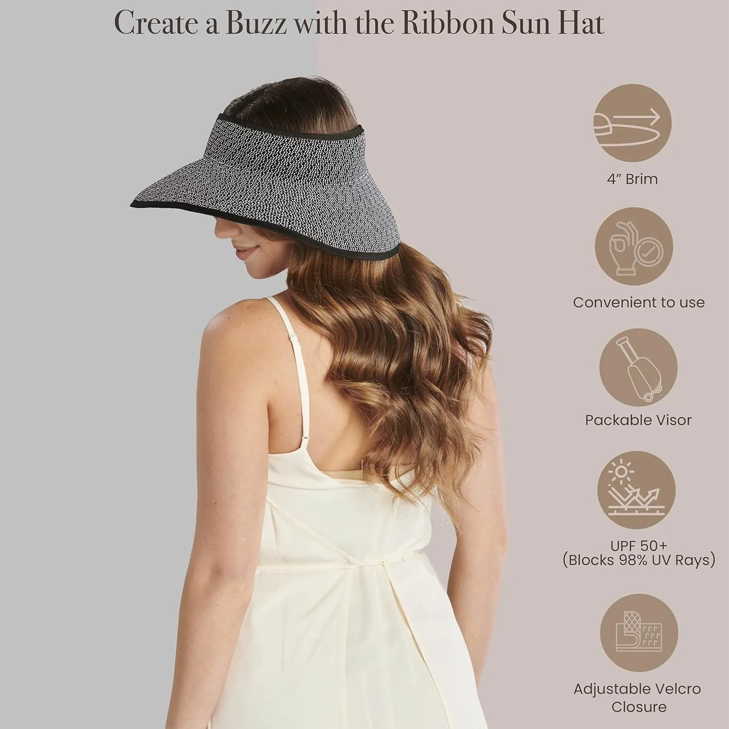 San Diego Hat Co. Women's One Size Ultrabraid Visor with Ribbon Binding, and Sweatband