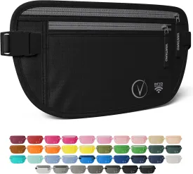 Vantamo Hidden Money Belt For Extra Safety, RFID Ultra-Thin Fanny Pack, 2 Compartment Money Bag Fits Passport & Phone